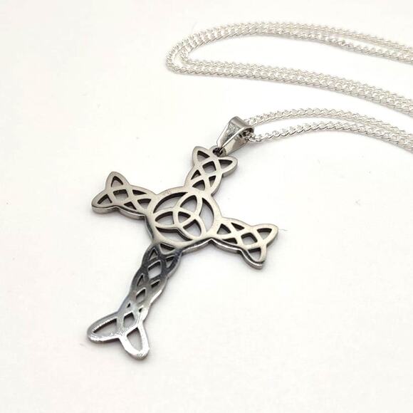 925 Sterling Silver Necklace Celtic Cross Trinity Knot Valentines Birthday Gift